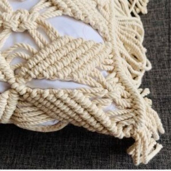 Macrame Fringe Lumbar Pillow Sham Cover 12” x 18” - Picture 5 of 5